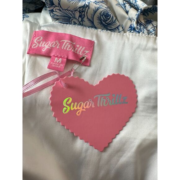 Sugar Thrillz Holding Court Mini Dress Blue Size Medium NWT - Picture 5 of 9